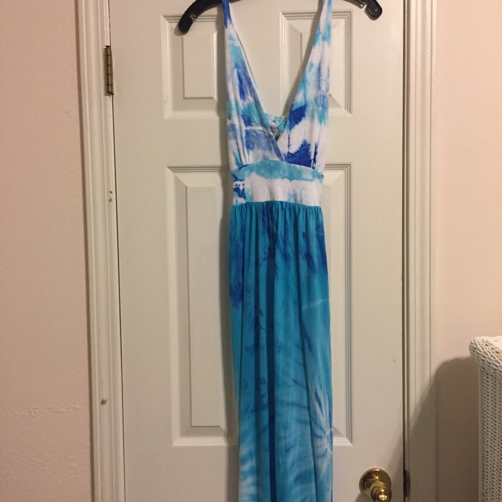 Blue tie-dye 100% Soft Cool Cotton Maxi sundress